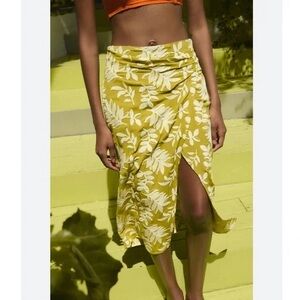 Zara Asymmetrical Yellow Floral Skirt
